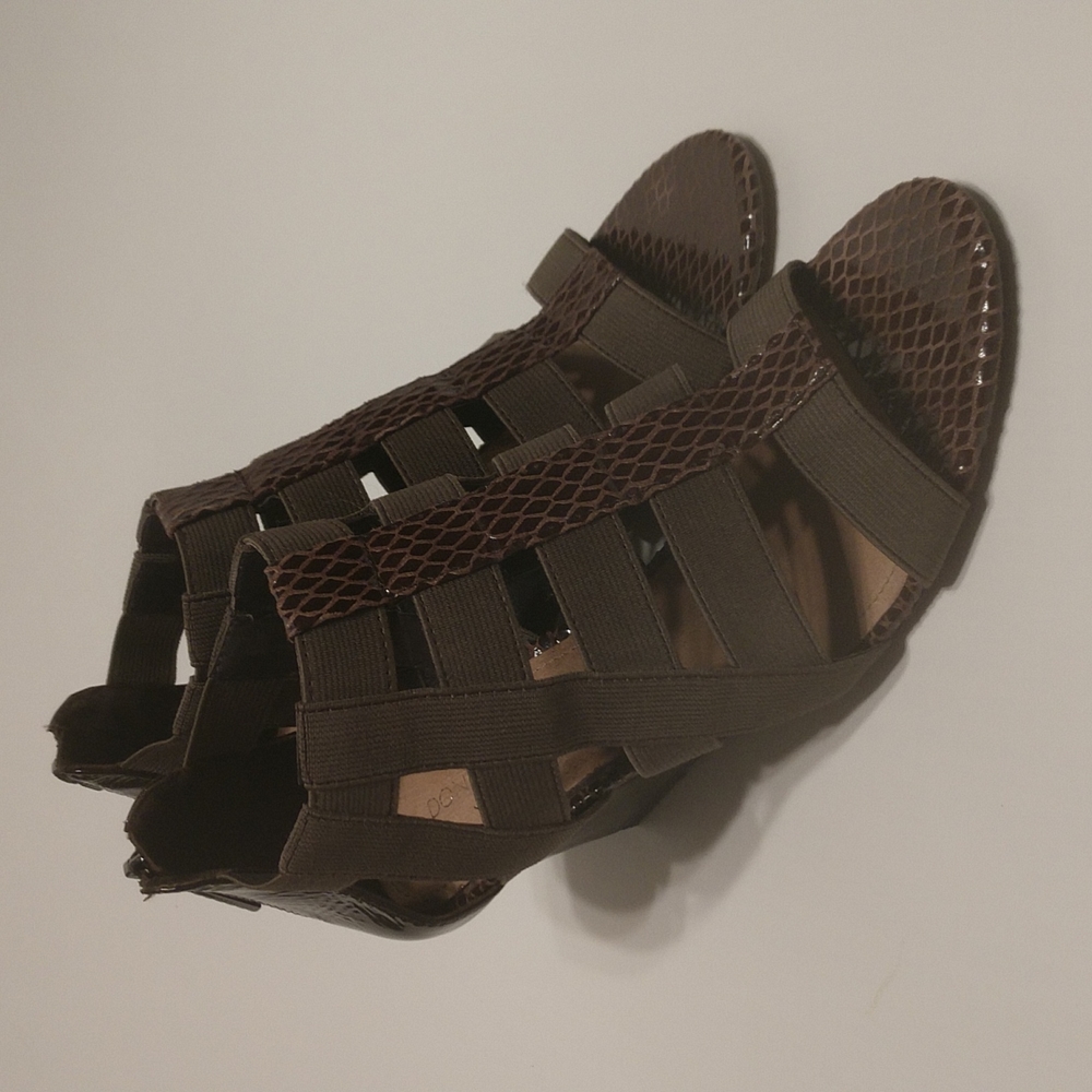 Donald J. Pliner "Pira" Elastic Cage Ankle Wedge Sandal